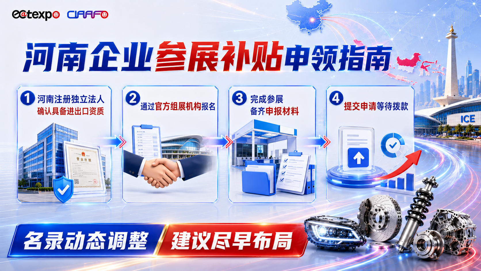 河南汽配老板注意！出国参展，展位费最高补90%